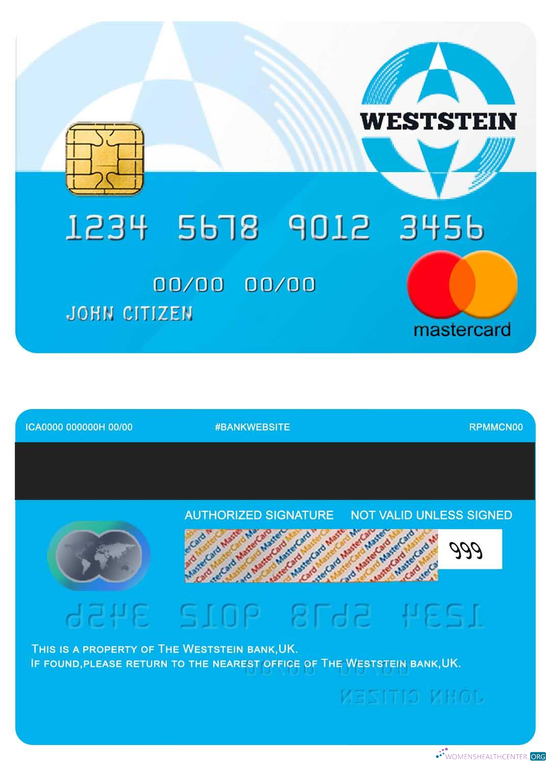 Download United Kingdom Weststein bank mastercard Photoshop template